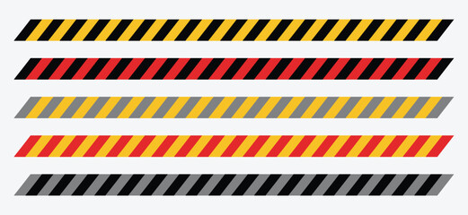 Set of Diagonal Stripes Warning Caution Hazard Safety Barrier Tapes in Various Color Combinations