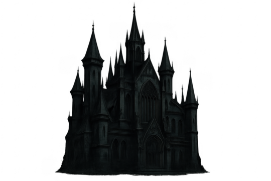 Dark gothic fantasy castle on transparent background