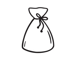 traditional korean line new year lucky bag. pukchumoni doodle hand drawn icon. Outline drawing line clipart symbol