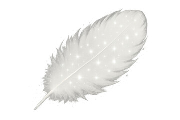 White feather sparkling with magic light transparent background