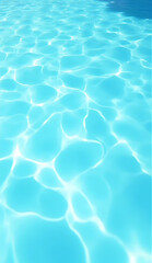 Clear Blue Swimming Pool Water Surface with Sunlight Reflections Background