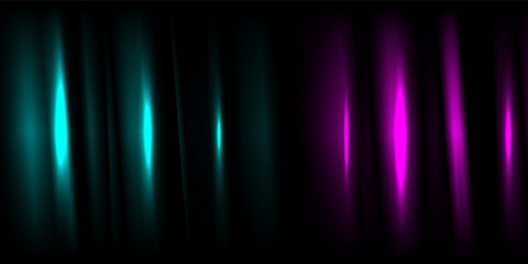 Abstract neon light background with glowing vertical beams in cyan and magenta against a dark black backdrop. Futuristic digital wallpaper design with vibrant illumination and smooth light reflection.