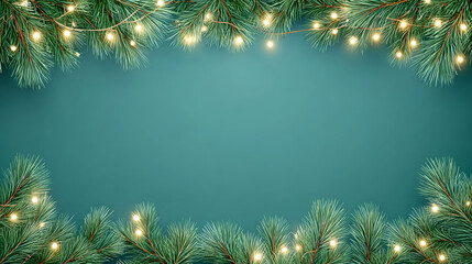Festive pine branches with warm lights creating a cozy atmosphere during the winter holiday season