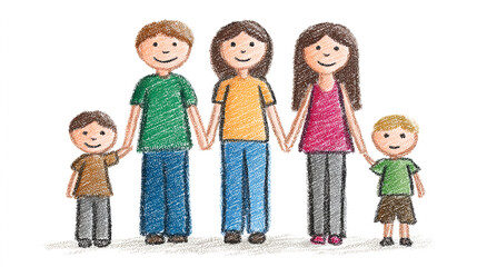Family holding hands together in a cheerful illustration with a happy atmosphere showcasing love and connection among family members