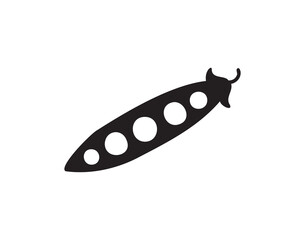 Pea pod silhouette doodle hand drawn icon. Outline drawing pea pod line clipart symbol vector illustration. Simple black Seed Pea Pod