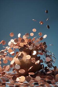 Coins spilling from a broken ceramic jar, representing loss and fragility in financial planning