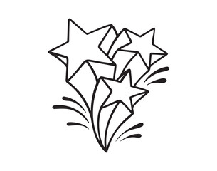 Obraz premium shooting stars icon doodle hand drawn. Outline shooting stars line drawing clipart symbol