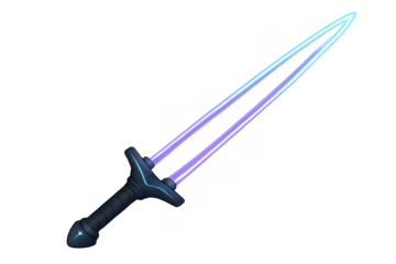 Sci-fi double bladed energy sword on transparent background
