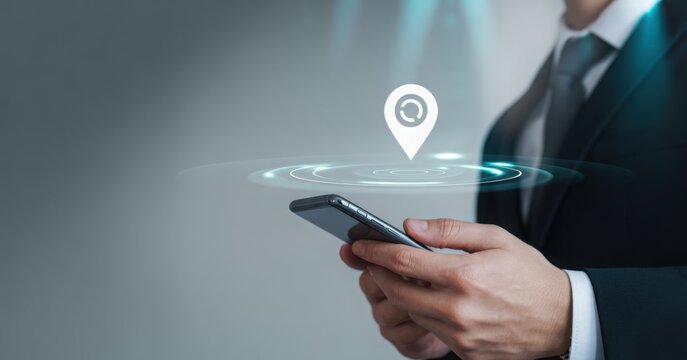 Location Services in Modern Business: A businessperson employs a smartphone, showcasing navigation services in a professional business scenario. The image highlights the power of digital location