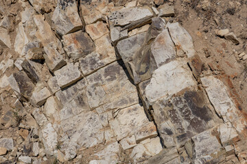 Washburn Hot Springs Overlook. Yellowstone National Park , Wyoming. Yellowstone Caldera. Absaroka Volcanic Supergroup - Washburn Group - Sepulcher Formation. volcanic rocks