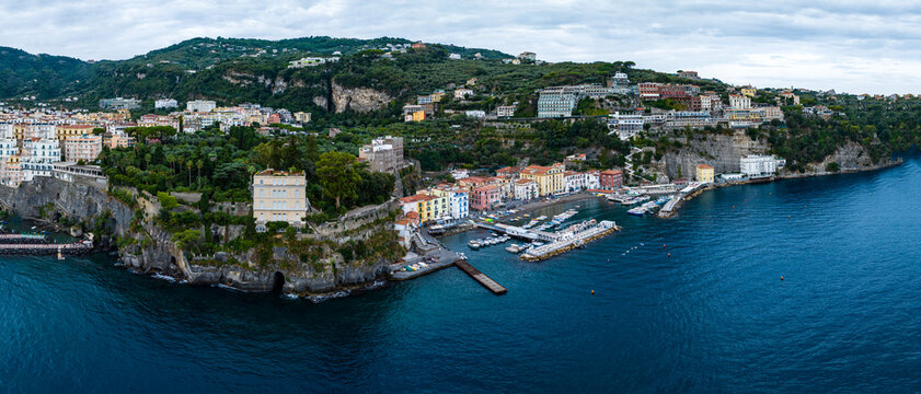 Panoramic Aerial View of Sorrento Marina and Seaside Cliffs