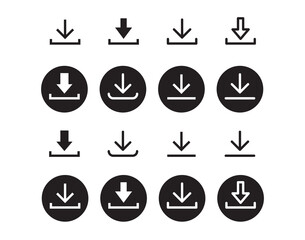 Download icon symbol. Round sign down arrow. Download icon for apps, websites interface.