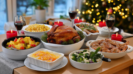 Fototapeta premium Comprehensive holiday dietary accommodation services incorporating special needs planning and inclusive menu development enable hosts to create Christmas celebrations that welcome 