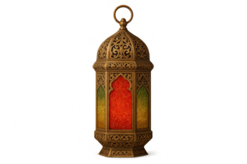 Ornate ramadan fanoos lantern with transparent background