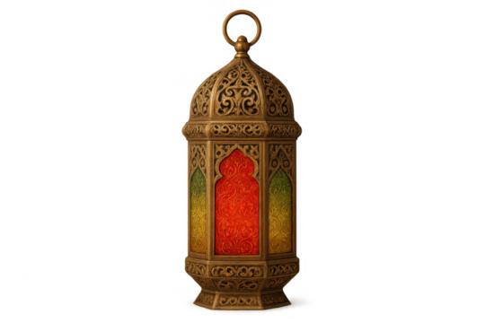Ornate ramadan fanoos lantern with transparent background - Powered by Adobe