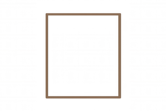 Brown rectangular frame outline on transparent background, minimal empty border for design element and text display