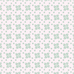 Pastel Pink Floral Pattern With Green Ornate Design For Fabric, Wallpaper, And Textile Projects