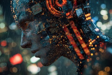 Revolutionizing industries through advanced ai and data science. Human partnership. Big data technology transforming data science with ai analysis. Technology future. Human computer.