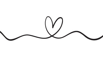 Doodle abstract heart continuous line drawing