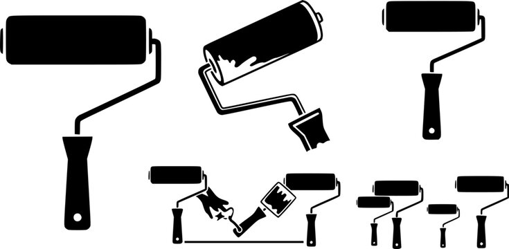 Set of paint roller vector icon