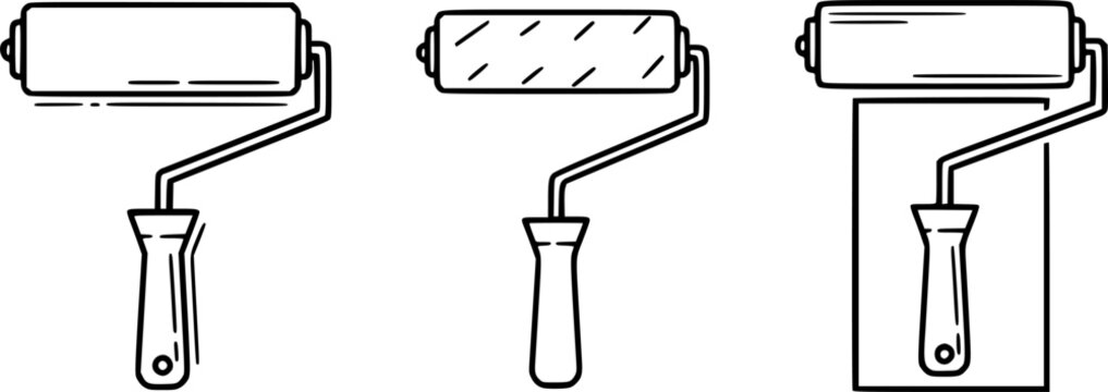 Set of paint roller vector icon