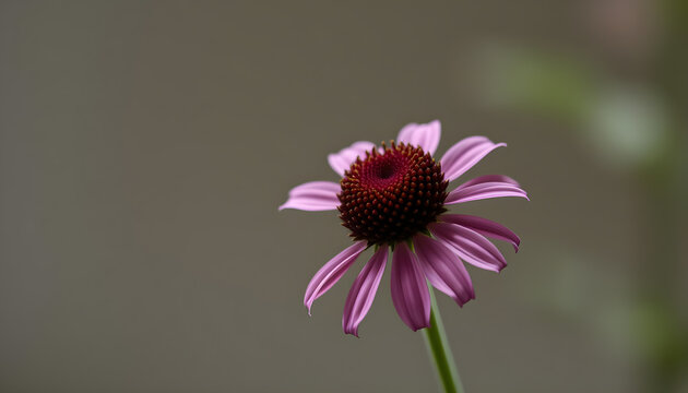 only the head of the flower will be in sharp focus and the background will be strongly blurred. realistic style, soft studio lighting, elegant and minimal. Generative AI