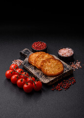 Potato hash browns, a cooked vegetable breakfast food. Potato hash brown