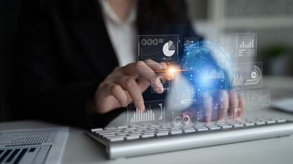 Real-time global data analytics dashboard visualizing insights from interconnected systems for decision-making, business analytics, and digital transformation Latch