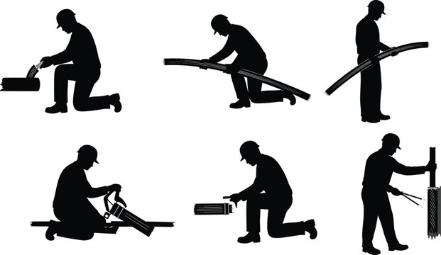 Cable worker silhouette, electrician with tools, wire management, electrical repair, technician at work, construction labor, industrial job, maintenance task, power line, wiring