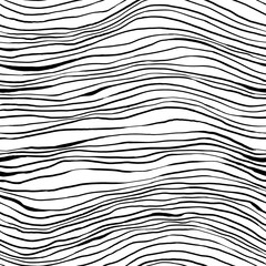 Hand drawn seamless black and white pattern with abstract wavy lines like a child's drawing, waves textile texture and tile motif, mixed media design for fabric, wallpaper, wrapping paper, fashion