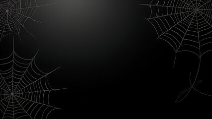 Halloween dark background with spider, Pumpkins, Ghost and Cobwebs and copyspace.