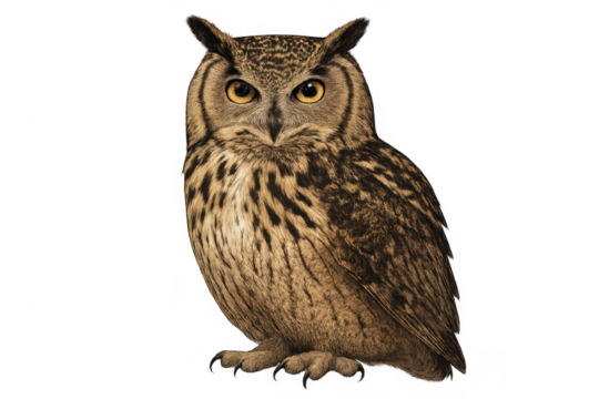 Eurasian eagle owl illustration standing on transparent background