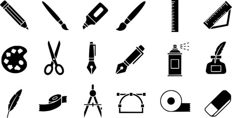  pencil paintbrush glyph flat vector icon