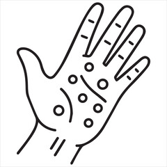 Hand with palmistry lines and circles for fortune telling


