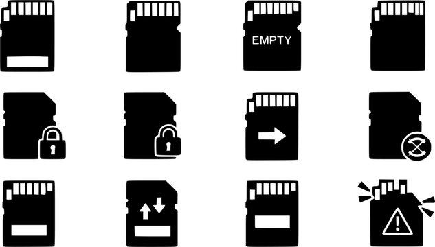 sd cards glyph flat vector icon 