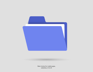3d folder icon isolated on white background. Document symbol. 3d file icon. Binder sign modern, simple, vector, icon for website design, mobile app, ui. Vector Illustration