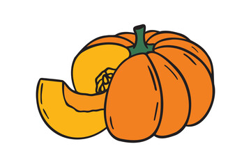 pumpkin harvest doodle hand drawn icon. Cartoon colorful drawing pumpkin clipart symbol collection
