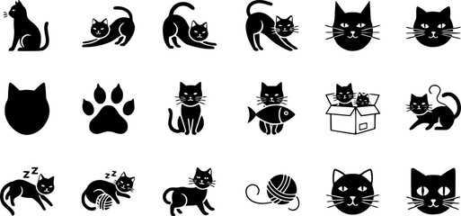 Naklejka premium Set of cat vector icon