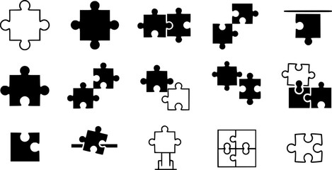 Set of puzzle vector icon