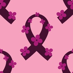 Breast cancer month seamless pink ribbon day mammogram pattern for medical accessories and medicine textiles