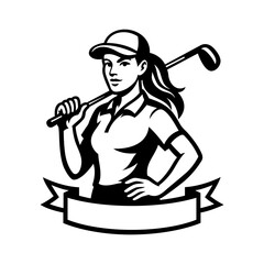 Female Golfer SVG Woman Golf Player Silhouette | Lady Golf Logo Vector Illustration