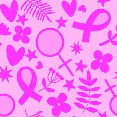 Breast cancer month seamless pink ribbon day mammogram pattern for medical accessories and medicine textiles