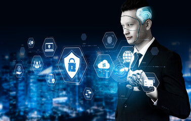 An AI assistant manages an integrated cybersecurity system for complete business protection. This smart platform protects corporate data, financial assets, and cloud infrastructure. Fermion