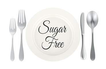 Dairy Free concept with plate with and cutlery. 3D rendering