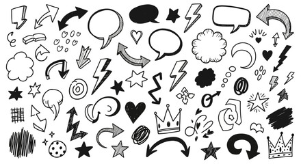 Obraz premium Collection of Hand Drawn Doodle Elements for Design and Illustration Purposes Offering Versatility and Creativity