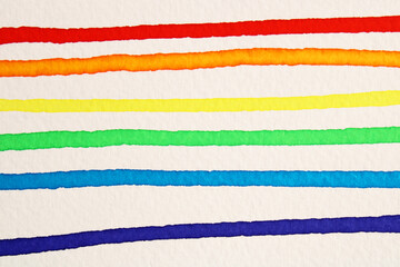 Rainbow striped background made with watercolor