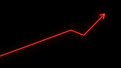 A glowing red neon arrow trends upward against black — sharp, dynamic, and symbolic of growth, progress, or success in finance, tech, or performance metrics.