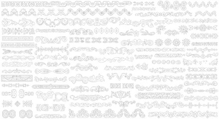 Obraz premium A Comprehensive Collection of Decorative Flourishes and Ornamental Borders for Diverse Design Applications