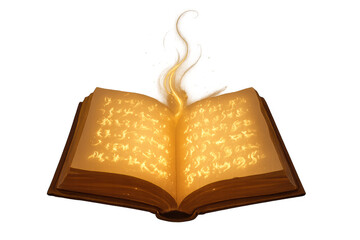 Spellbook glowing with magic light transparent background