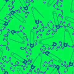Cartoon sewing seamless buttons and scissors and pins pattern for wrapping paper and fabrics and linens and hobbies